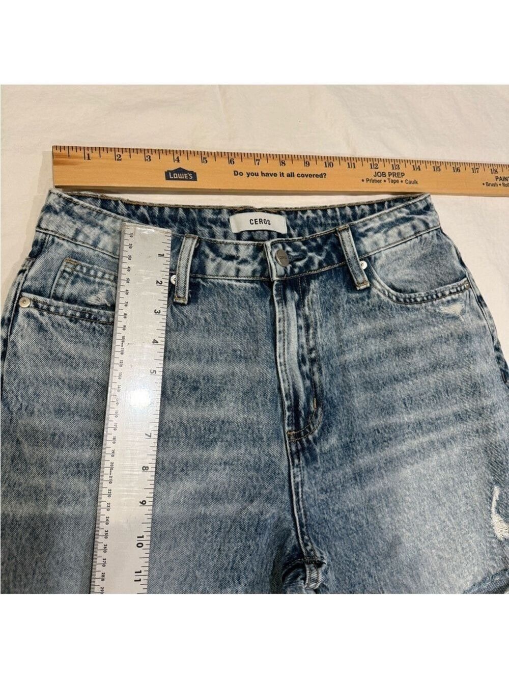CEROS Distressed Straight Leg Jeans Size 28 Light Wash 100% Cotton - Picture 4 of 9